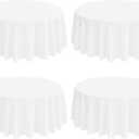 4 Pack White Round Tablecloth 120 Inch - Circle Polyester Table Cloth for Round Table, Stain and Wrinkle Resistant Washable Fabric Table Cover for Wedding Party Banquet Restaurant Reception Dining (4 Pack 120 Inch Round)