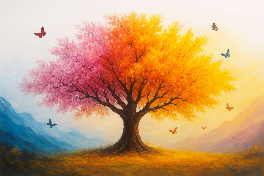 LAOTOART Tree Painting Wall Art for Living Room - Colorful Canvas Wall Art for Bedroom - Landscape Art Wall Decor for Office Size 24" x 48"
