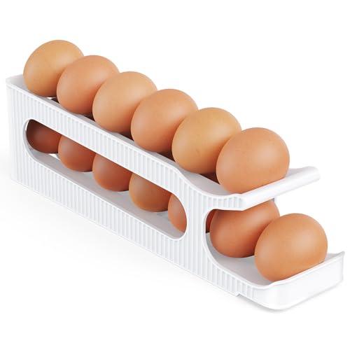 Amazon.com: Egg Holder for Fridge, 2 Tiers Auto Rolling Egg Storage Organizer for Refrigerator, Slim Space Saving Container, Dispenser - Egg Roller for Eggs 12 Count : Appliances