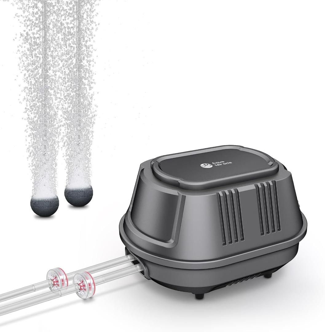 AquaMiracle Aquarium Air Pump 3W/6W/10W, Super Quiet Powerful Fish Tank Air Pump with Double-Layer Sound Insulation, Adjustable Pond Aerator Pump, High Efficiency Oxygen Supply for Aquariums