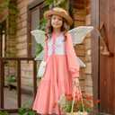 Girls Renaissance Dress Long Sleeve Medieval Princess Dress Girls Dress Up Costume Set (10 Years, Pink)