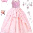 SZ-TONDA Girls Pink Witch Costume Bubble Sequins Dress - Kids Halloween Party Cosplay Outfit Clothes Apparels 3-4yrs