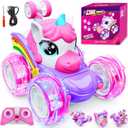 Motivekit Unicorn Remote Control Car Toys for Girl - 360 Rotating Pink RC Stunt Cars 4WD Remote Cars for Kids, 2.4GHz Toy Car with LED Lights, Birthday Gift for 3 4 5 6 7 8 9 Year Old Girl
