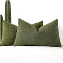 12x20 Boucle Lumbar Pillow Covers, Set of 2, Olive