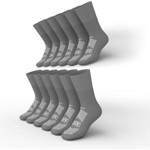 AMERICAN HOSPITAL SUPPLY Hospital Slipper Socks Grip Socks with Elastic Cuff Grip Socks for Women and Men Slipper Socks Gray | X-Large (Pack of 6)