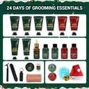 Advent Beauty Calendar for Adults 2025 Rinse & Robust Beard Care Kit Christmas Gifts for Men Skincare Beauty Advent Calendar for Men Christmas 24 Days Countdown Calendar Beard Care Grooming (Green & Red)