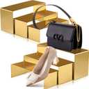 Ferraycle 6 Pcs Purse Display Stand Shoe Stand Handbag Display Risers Stainless Steel Perfume Stand Organizer Metal Retail Display Shelves for Table Boutique Jewelry Showcase Countertop (Gold)