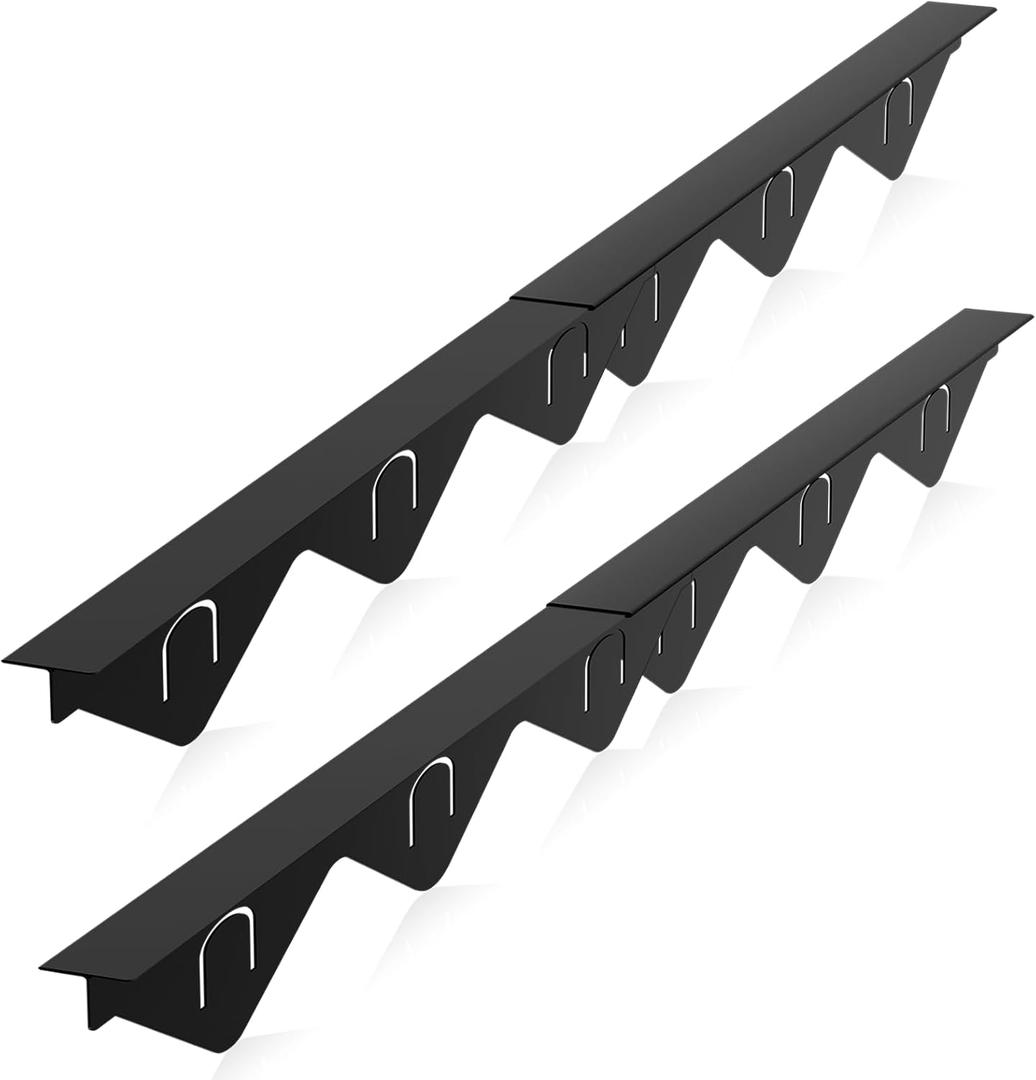 Stove Gap Covers Stainless Steel 2 Packs, 13.8"-27.5" Retractable Range Gap Cover, Heat-Resistant Stove Gap Filler, Cooktop Trim Kit, Stove Guard for Even Surface - Black