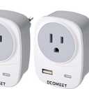 US to EU Power Adapter with Dual USB Ports - Travel Adapter for Europe, Type C Plug Converter with American Socket