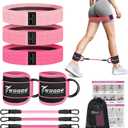 WOQQW Resistance Bands Set - Ankle Resistance Bands with Cuffs for Legs & Glute Workout, Fabric Booty Bands for Women, Home Gym Exercise Equipment for Hip, Pilates, Fitness, Yoga, Physical Therapy