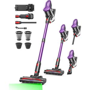 Cordless Vacuum Cleaner, 500W 45KPA 50Mins Stick Vacuum Cleaners for Home with LED Light, Self-Standing, Anti-Tangle Brush & 1.6L Dust Cup, Lightweight Vacuum for Pet Hair, Carpets, Hard Floors