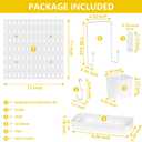 Peg Board, Pegboard Combination kit, 4 Pegboards and 12 Accessories Modular Hanging for Wall Organizer,Suitable for Wall Storage,Crafts Organization,Decorative Display,11''x11'' Each