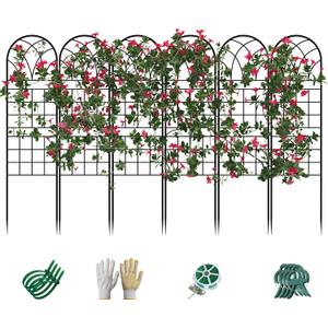 Garden Trellis for Climbing Plants, 6 Pack 75.6" Wx 64.6" H Rustproof Flower Trellis with Black Coating, Outdoor Climbing Rose Trellis Cucumbers Support for Courtyards Lawns (Square Grid, 6 Pieces)