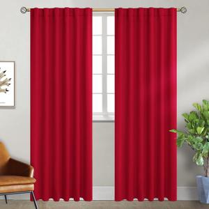 BGment Blackout Curtains for Bedroom - 84 Inch Rod Pocket and Back Tab Thermal Insulated Room Darkening Curtains for Living Room, 2 Curtain Panels (52 x 84 Inch, Red)