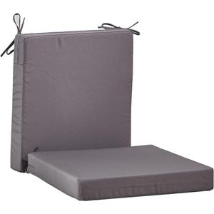18.5 x 16 Inch Outdoor Chair Cushions for Patio Furniture, UV Resistant Non Slip Waterproof Replacement Patio Seat Cushion with Ties Set of 2, Dark Grey