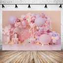 Girl 1st Birthday Balloon Photo Background Pink Balloon Butterfly Newborn Birthday Party Decoration Princess Girl Newborn Christening Backdrop Baby Shower Cake Smash Backdrop (7X5FT), Clear