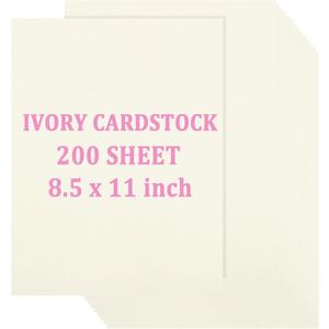 Acrux7 200 Sheets Ivory Cardstock 8.5 x 11 Inch Cream White Card Stock Paper 110lb/300gsm Resume Paper Ivory Cardstock Printer Paper for Invitations, Resume, Certificates, DIY Crafts, Card Making