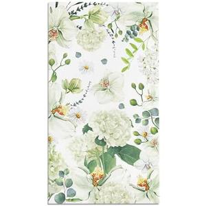 80PCS White Floral Guest Paper Napkins Flowers Blossom Hand Disposable White Frower Guest Napkins Dinner Napkin Wildflower Greenery Dinner Paper Napkins for Spring Flowers Party Supplies