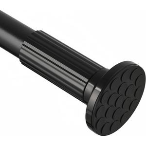 Tension Curtain Rod 51-148 Inch (4.25-12Ft), Shower Curtain Rod No Drilling, Extra Long Outdoor Curtain Tension Rods for Patio Bathroom Windows Closet, Never Rust Easy to Install, Black