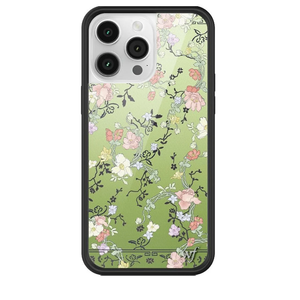 Wildflower Cases - Compatible with iPhone 14 Pro Max | Protective Black Bumper, 6.5ft Drop Test Certified, Women Owned Small Business | Aesthetic Flowers Floral Trendy | Gallery Girlie Green