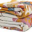 MSGKV Boho Throw Blanket for Couch and Sofa Cotton Cover for Living Room Floral Throw Cozy Blankets (D-Flower and Butterfly, 50" x 60"(Throw))