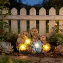 3 Hedgehog Solar Garden Statues with Succulent Animal Figurines Resin Hedgehog Decor Outdoor Statues, Ideal Decoration for Lawn Patio Yard, Gifts for Men Women