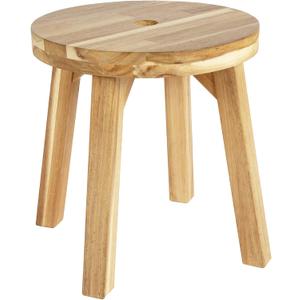 ARROWSTONE Wooden Round Stool 12 inches with Handle Hole Solid Wood for Bathroom, Kitchen, Patio, Makeup stools & Indoor uses, Compact & Water-Resistant