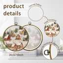 XPH Vintage Christmas Winter Village Round Wall Art Framed, Rustic Winter Snowy Circle Wall Decor, Cozy Christmas Landscape Hanging Canvas Prints for Home Bedroom Living Room Decoration, 10x10 Inch