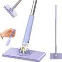 Snap Grip Mini Mop,Cloth Changing Mini Mop,27inch Long Handle Mopping Stick,360Â° Swivel Head,Dry and Wet Use,Ideal for Tight Corners,Tile,and Hardwood(Purple,6 Cloth)