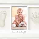 Baby Hand and Footprint Kit - Clay Handprint Keepsake Frame, Newborn Nursery Picture Frame, Personalized New Mom Gifts for Baby Shower & Registry (Alpine White) (Duo Frame, 13" x 7.9")