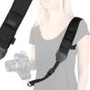 USA Gear Camera Sling Shoulder Strap with Adjustable Neoprene, Safety Tether, Accessory Pocket, Quick Release Buckle - Compatible with Canon, Nikon, Sony and More DSLR and Mirrorless Cameras (Black)