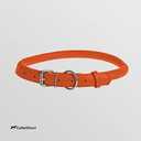 CollarDirect Rolled Leather Dog Collar, Soft Padded Round Puppy Collar, Handmade Genuine Leather Collar Cat Collars 13 Colors (13-16 Inch, Orange Textured)