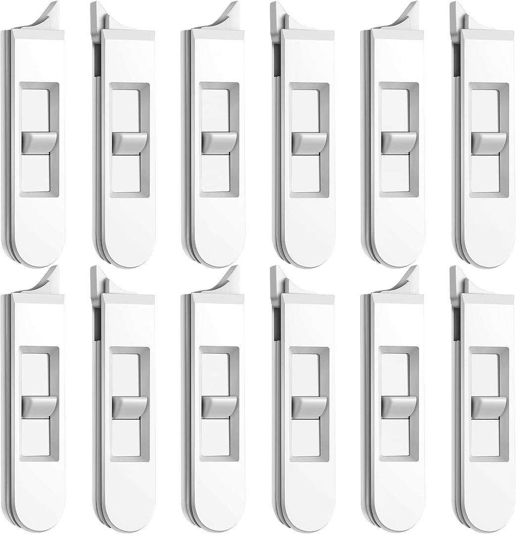 12 Pieces Window Latch Replacement Snap in Window Locks Vinyl Spring Loaded Parts and Hardware White Plastic Sliding Latch for Home Accessories (12 Pieces)