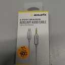 Acoustix Foot Braided Auxiliary Audio Cable Lightning To 3.5 mm Connector, 6 ft, White