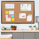 Board2by Cork Board Bulletin Board 36 x 48, Black Wood Framed 4x3 Corkboard, Foldable Office Board for Wall Decor, Large Wall Mounted Notice Pin Board with 36 Push Pins for School, Home & Office, 48" x36"