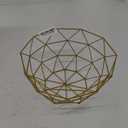 IBWell Geometric Metal Wire Fruit Bowl, Iron Arts Fruit Storage Baskets (Gold, Large)