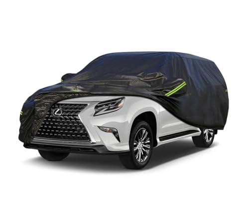 KouKou Waterproof SUV Car Cover Suitable for Lexus GX from 2002 to 2025, 7 Layers Windproof All Weather Waterproof Outdoor Cover Sun Rain UV Dust Snow Protection. Black