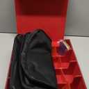 3200+ Trading Card Storage Box - 4-Row Deck Case for MTG Commander with 30 Dividers, 6 Plastic Clips, Portable Carrying Case, PU Leather Magnetic Closure for YuGiOh TCG Cards, Sports Cards (Black-Red)