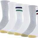 GOLDTOE Men's Cotton Blend Athletic Crew Socks, 6-pairs 6-12.5