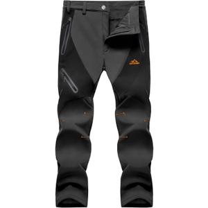 MAGCOMSEN Men's Snow Ski Pants Fleece Lined Water Resistant Winter Pants with 4 Zip Pockets for Snowboard Hiking Outdoor (Black, 34)