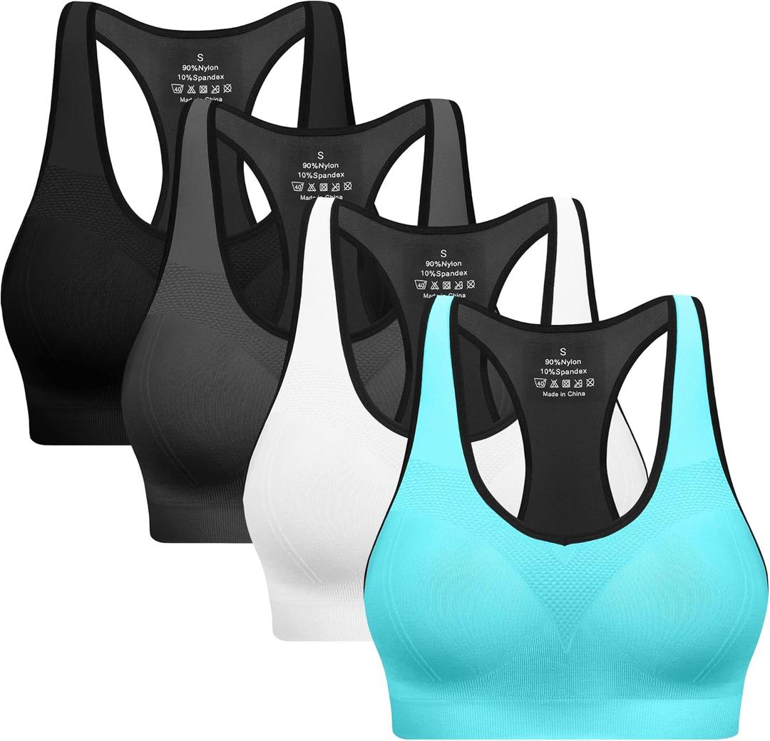 Racerback Sports Bras for Women with Pads - High Impact Athletic Tank Tops for Yoga and Workout Brassieres Bra