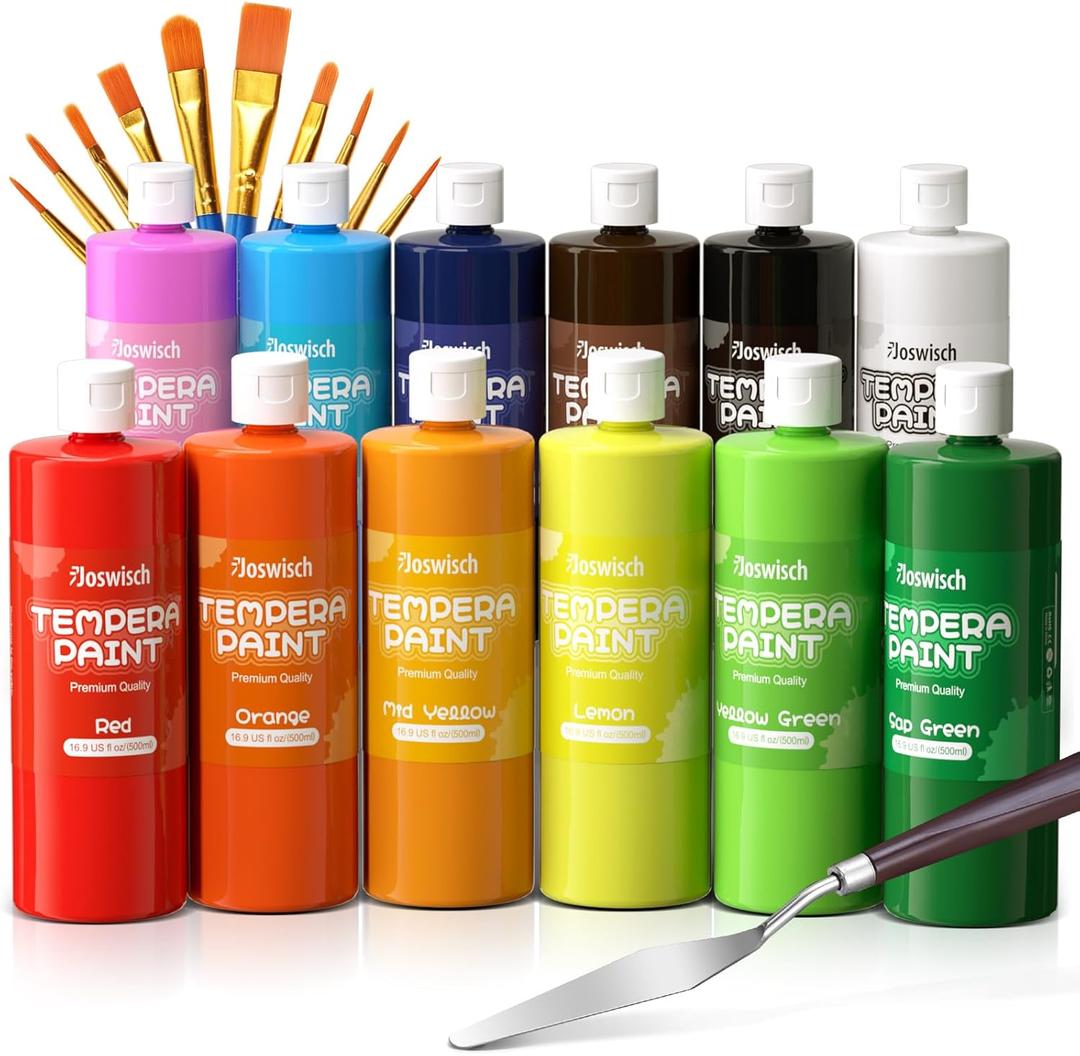 Washable Finger Paint Set, 12 Colors Toddler Paint Set(16.9 oz), Non-Toxic Paint for Hand and Feet, Mess Free Finger Painting Art Supplies for Kids, Preschool Learning Gifts, Tempera Paint in Bulk for Art, Craft, DIY