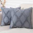 decorUhome Summer Throw Pillow Covers 18x18 Inch Set of 2, Soft Plush Faux Fur Wool Blue Grey Accent Couch Pillow Covers for Modern Farmhouse Bed Sofa Living Room