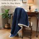 Electric Heated Blanket Throw Size 50"x60", Soft Flannel with Overheat Protection, 9 Adjustable Heat Settings & 10-Hour Auto-Off Timer, Fast Heating for Winter Comfort, for Office & Chair, Navy Blue