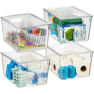 ClearSpace Plastic Storage Bins with Lids X-Large  Perfect Kitchen Organization, Desk Organizer or Pantry Storage  Desktop Organizer, Pantry Organization and Storage Bins, Cabinet Organizers (4 Pack)