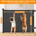 EZIGO 60 Inch Retractable Baby Gates, 41 Inch Extra Tall Retractable Gate