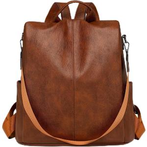 LY&SQ Anti-theft Backpack Purse for Women, PU Leather Travel Rucksack Fashion Multipurpose Handbag Ladies Daily Work Shoulder Bags(Brown) (Brown)
