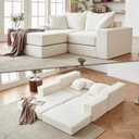 Modular Sectional Loveaeat Cloud Sofa, Boneless Couch with Non Slip Base, Modern Sleeper Sofa for Customizable Living Spaces, Cozy Modular Couch with L-Shape Chaise, Deep Seat & No Assembly, Beige (79''*68.8''*25.6'')