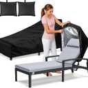 Chaise Lounge Cover 2 Pack Heavy Duty Patio Furniture Covers with Storage Bag, Buckles & Drawstring Outdoor Lounge Chair Covers Waterproof & UV Resistant All-Season Protection 82 x 29 x 31 Inch Black