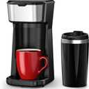 Personal Single Serve Coffee Maker - Quick Brew with Grounds and Tea Bags (Not Compatible with K-Cups), Includes 14oz Travel Mug, One-Touch Operation